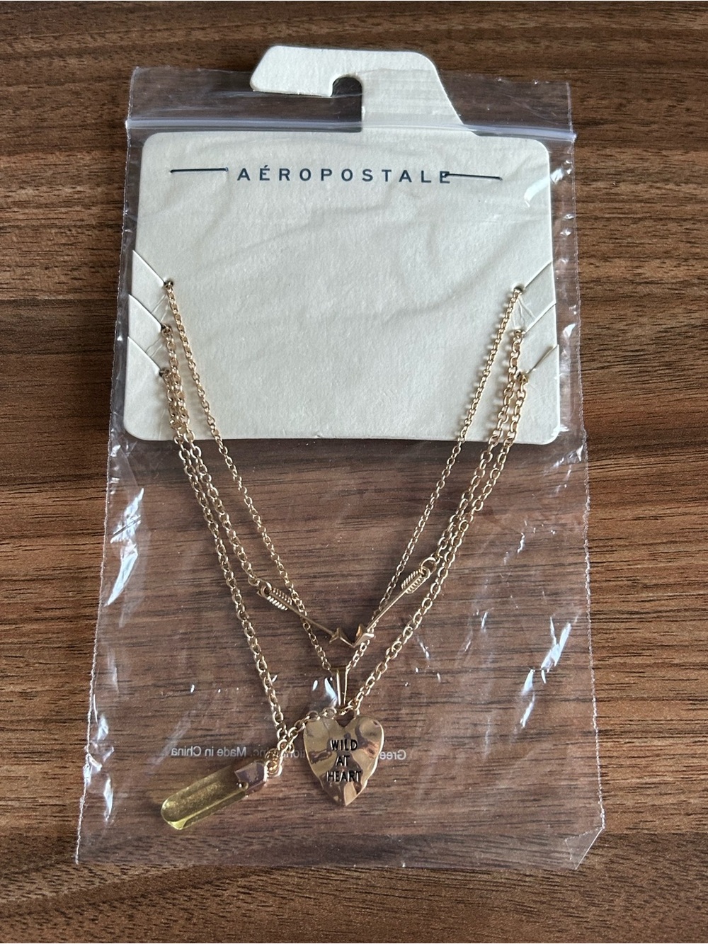 Aeropostale 3 layer strand Wild at Heart necklace